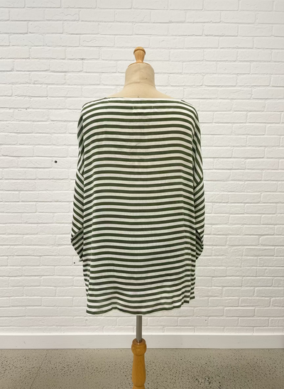 Frockk - Avril Top. Moss Stripe.