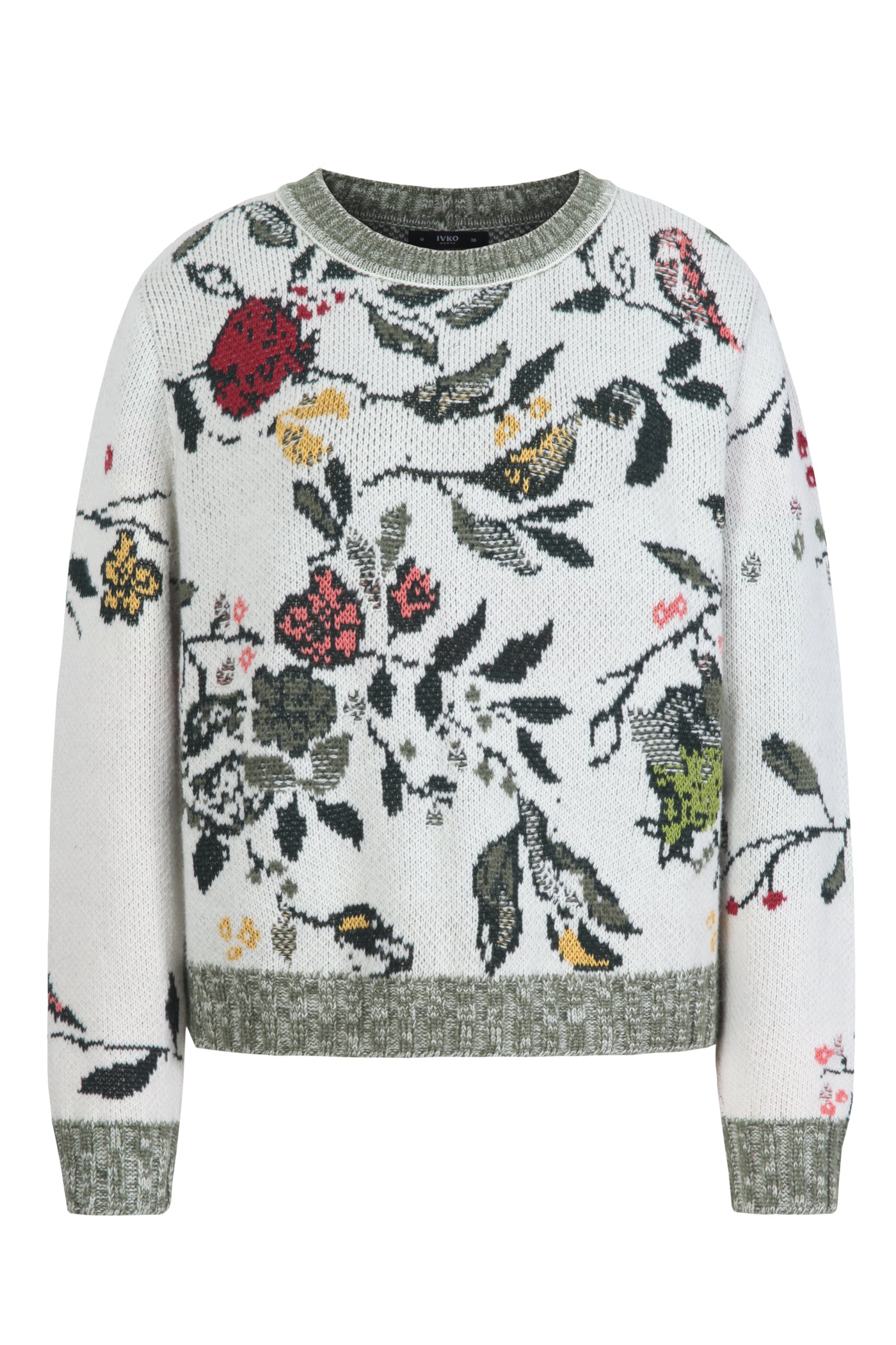 Ivko - Jacquard Pullover Floral Pattern. Off White