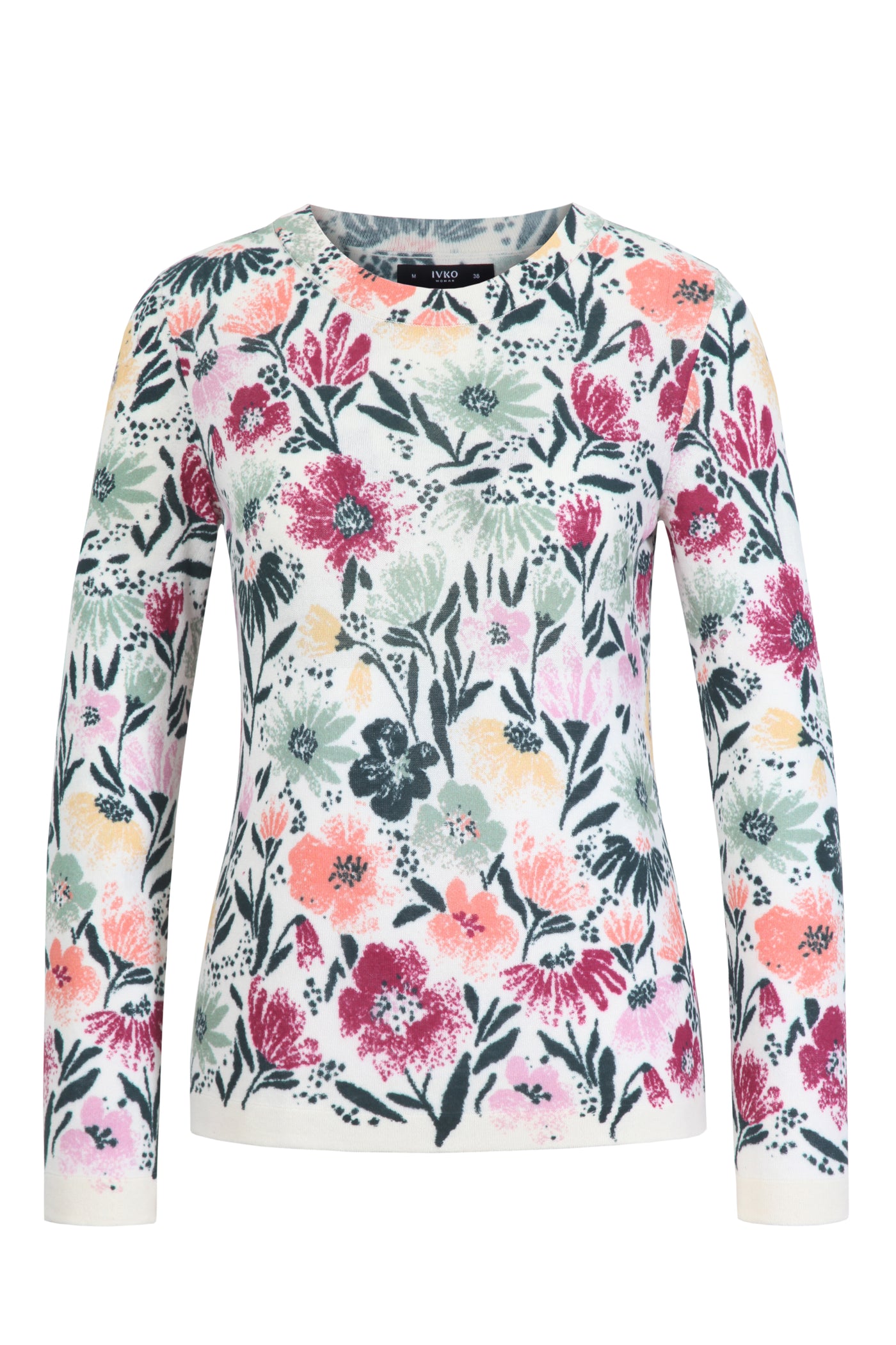Ivko - O-Neck Pullover Floral Print. Off White