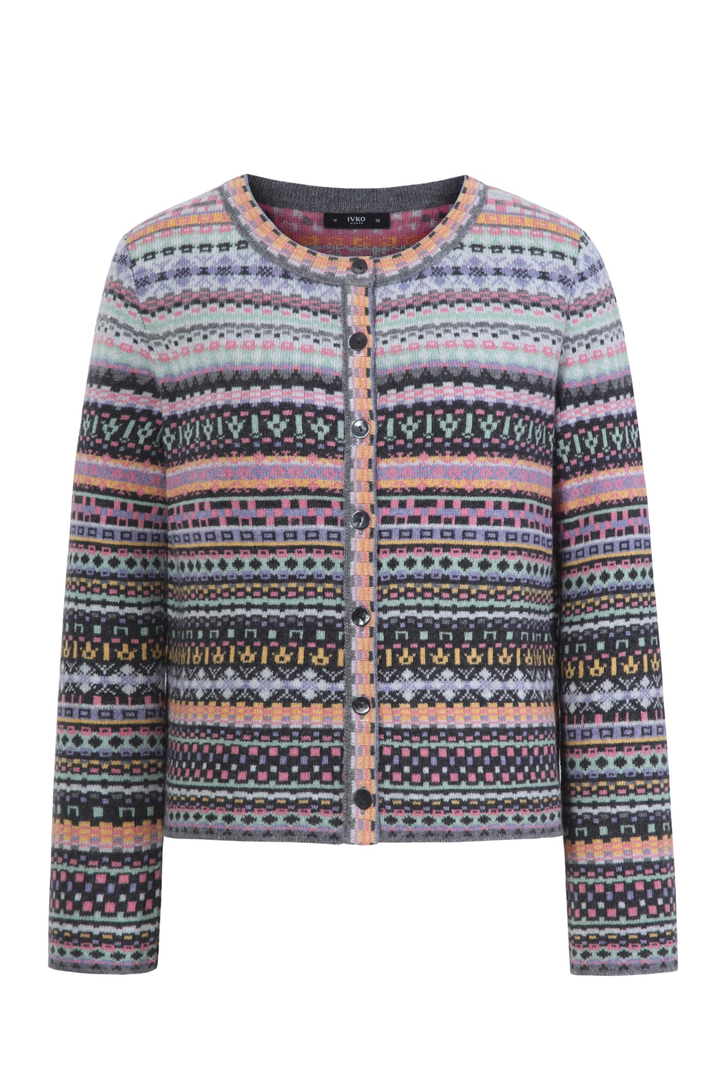 Ivko - O-Neck Cardigan Stripe Pattern. Anthracite