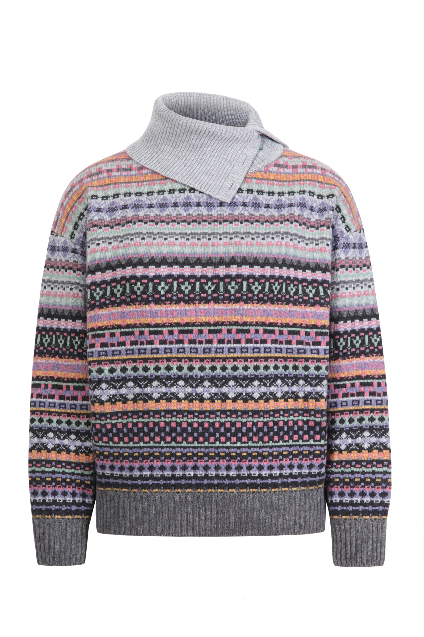 Ivko - Rollneck Pullover Stripe Pattern.  Anthracite