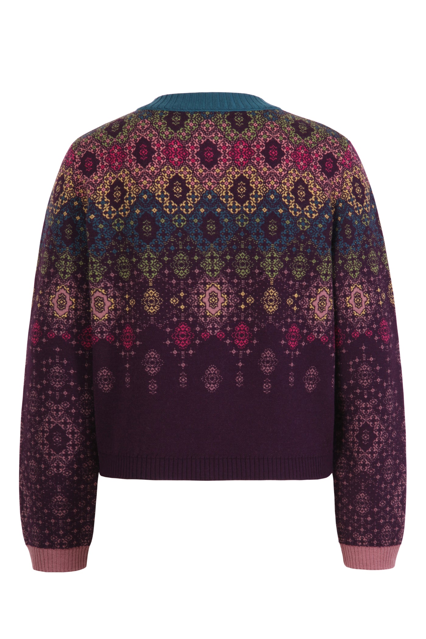 Ivko - Jacquard Cardigan Ornament Pattern. Plum