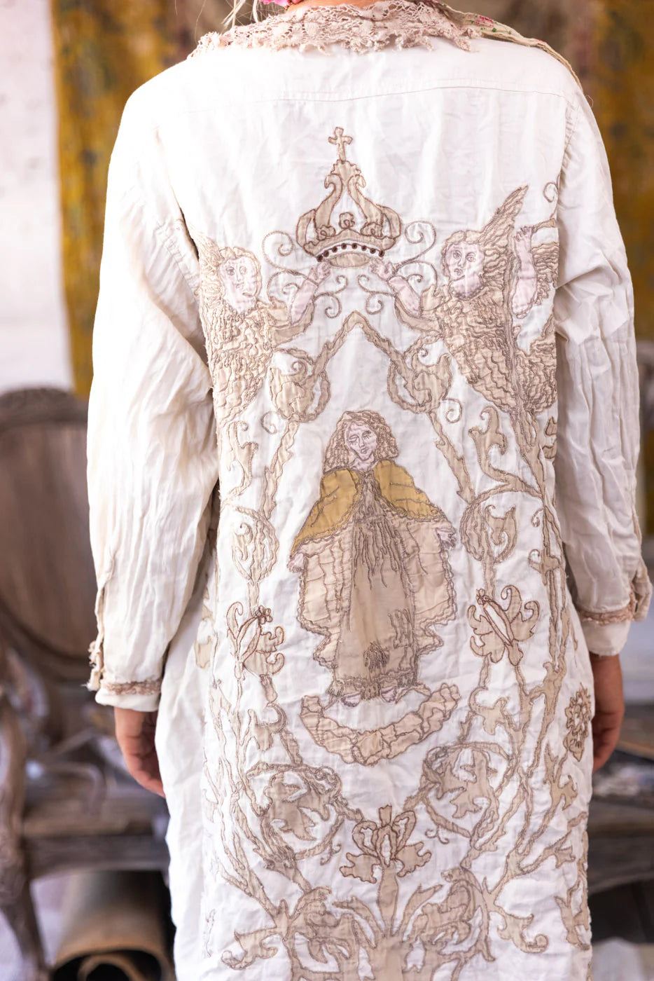 Magnolia Pearl - Leola Embroidered Smock Coat. Moonlight.