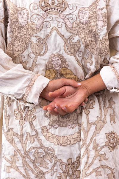Magnolia Pearl - Leola Embroidered Smock Coat. Moonlight.