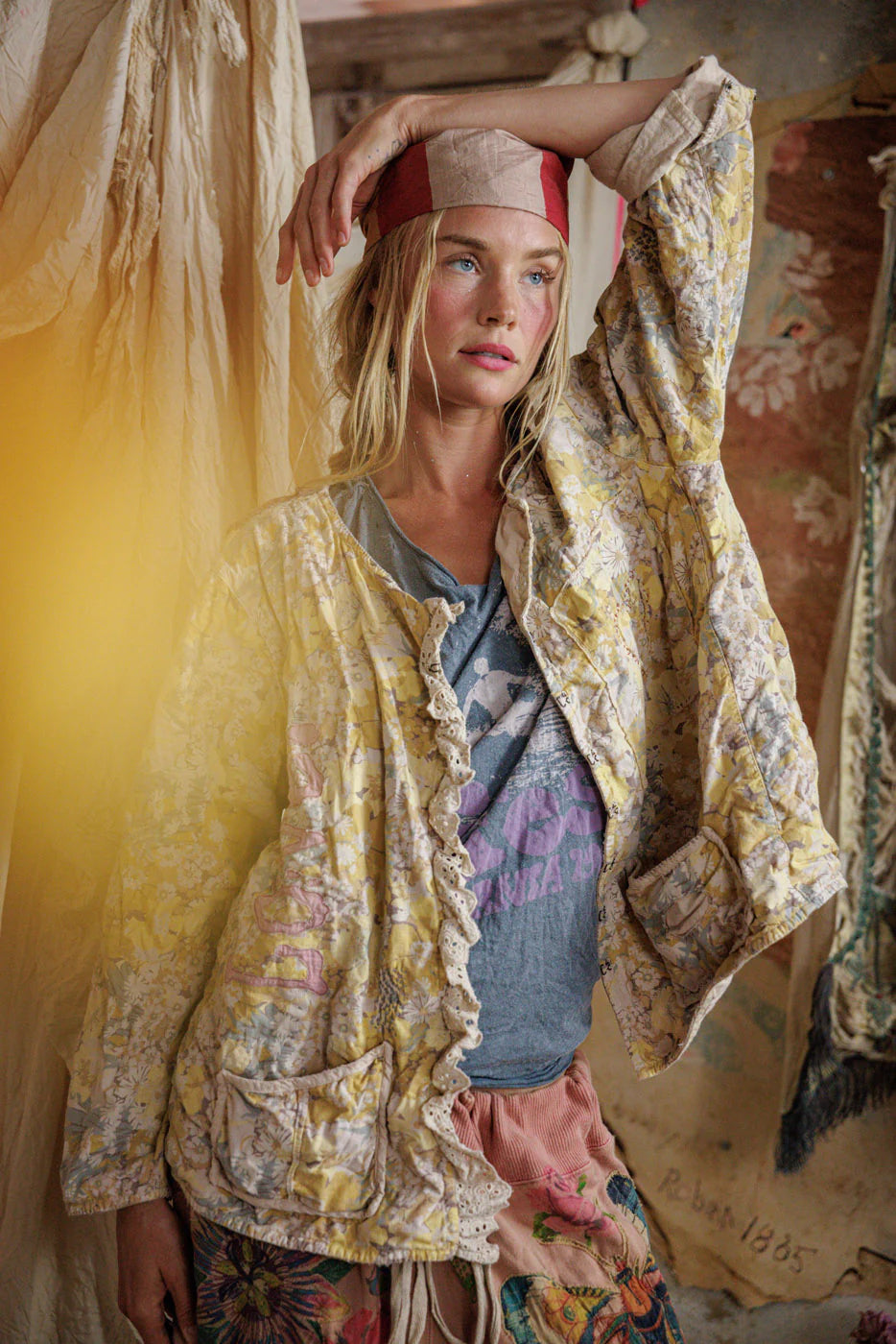 Magnolia Pearl - Anders Love Applique Jacket - Banana Bread.