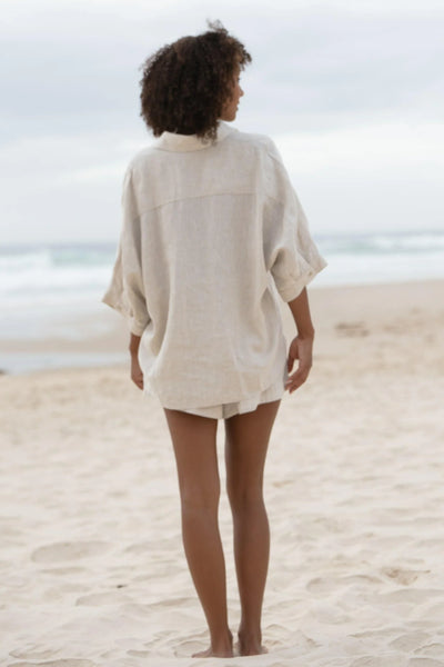 Lilly Pilly - Pixie Linen Shirt. Oatmeal.