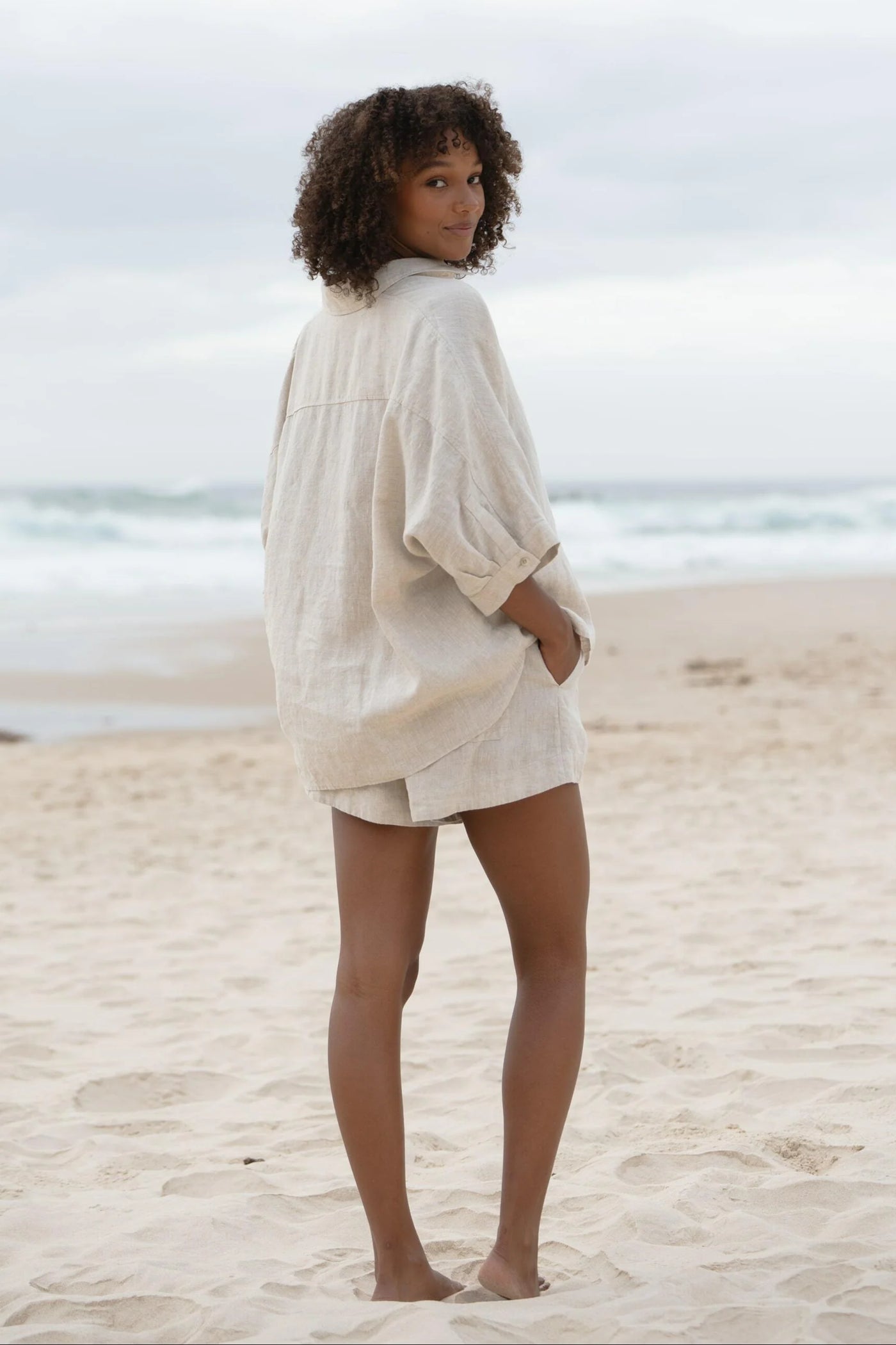 Lilly Pilly - Pixie Linen Shirt. Oatmeal.