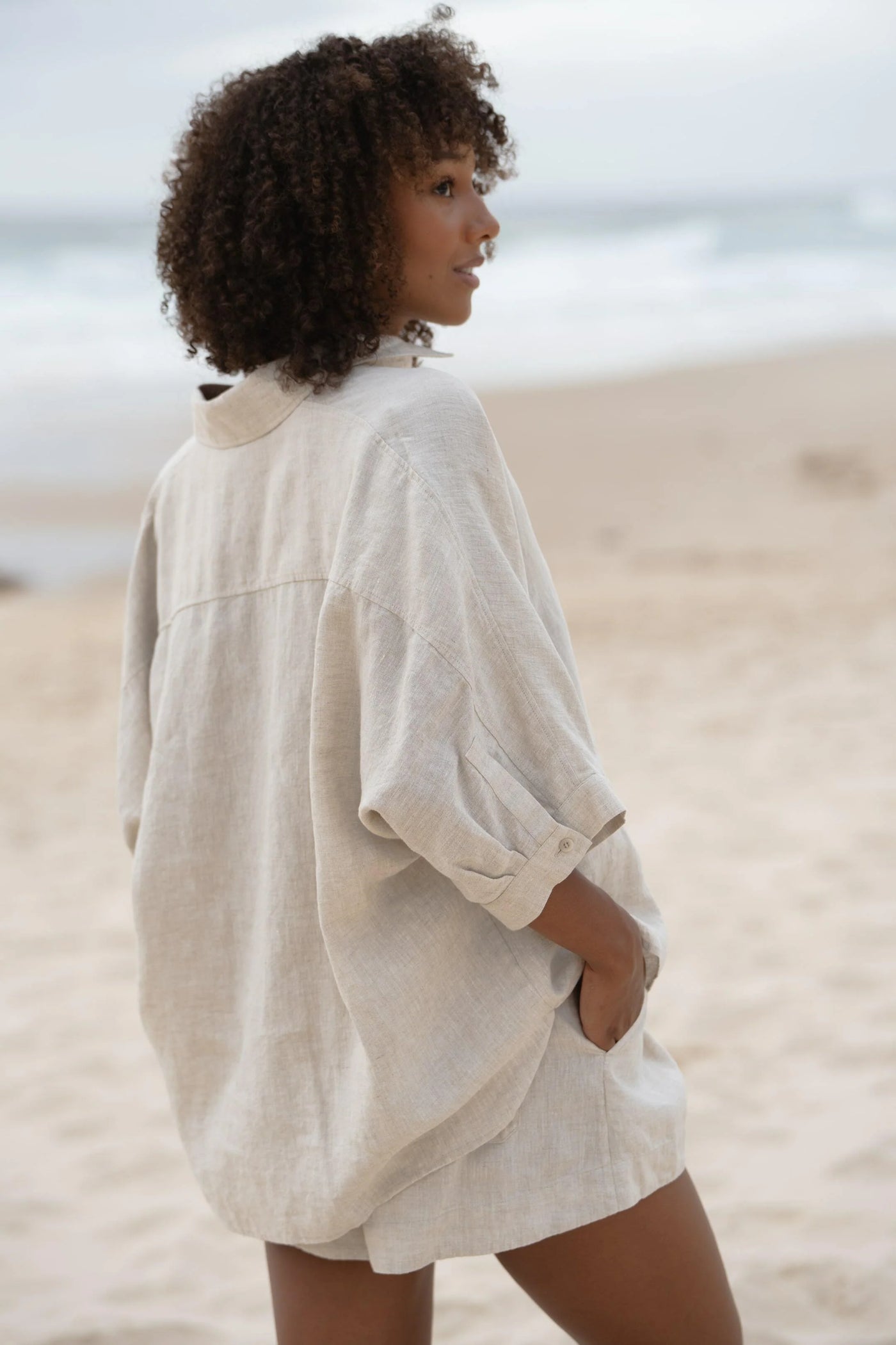 Lilly Pilly - Pixie Linen Shirt. Oatmeal.