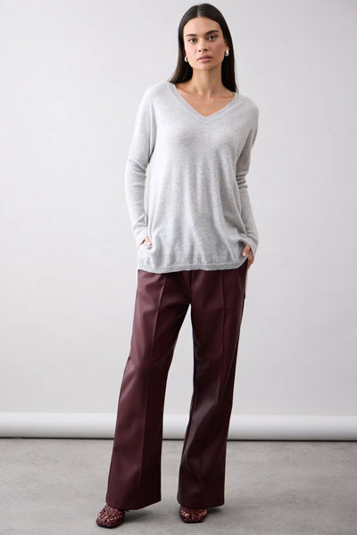 Mia Fratino - V-Neck Boyfriend Sweater. Foggy