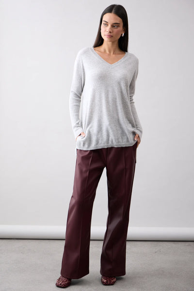 Mia Fratino - V-Neck Boyfriend Sweater. Foggy