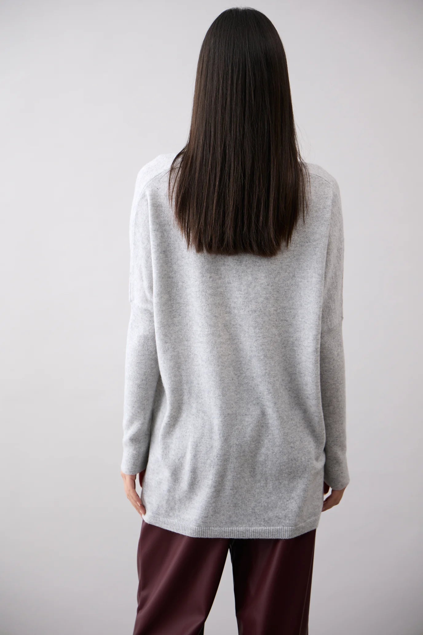 Mia Fratino - V-Neck Boyfriend Sweater. Foggy