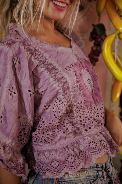 Magnolia Pearl - Eyelet Rosemary Blouse. Purple Boba.