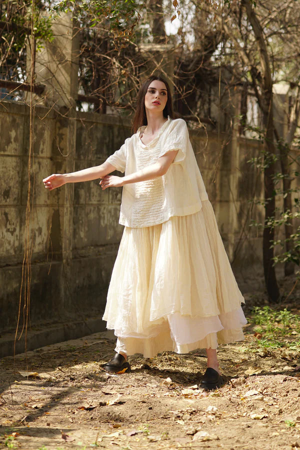 MEGBYDESIGN - Amélie Tutu Slip Dress Long. Cream COTTON.