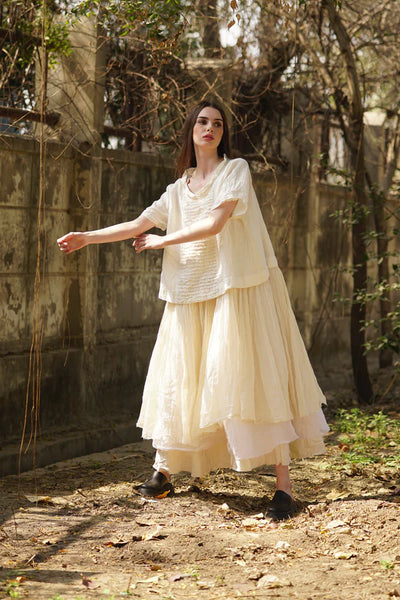 MEGBYDESIGN - Amélie Tutu Slip Dress Long. Cream COTTON.