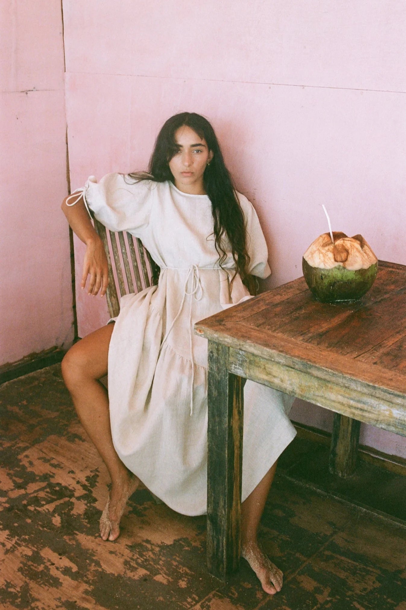 Lilly Pilly - Charlotte Linen Dress. Oatmeal.