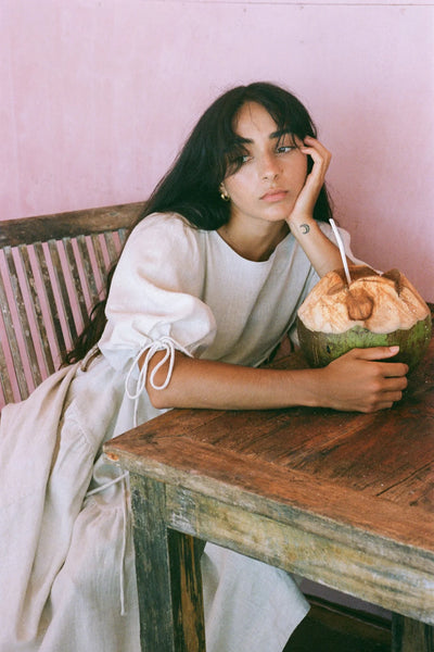 Lilly Pilly - Charlotte Linen Dress. Oatmeal.