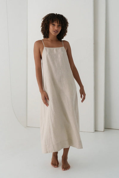 Lilly Pilly - Coco Linen Dress. Oatmeal.