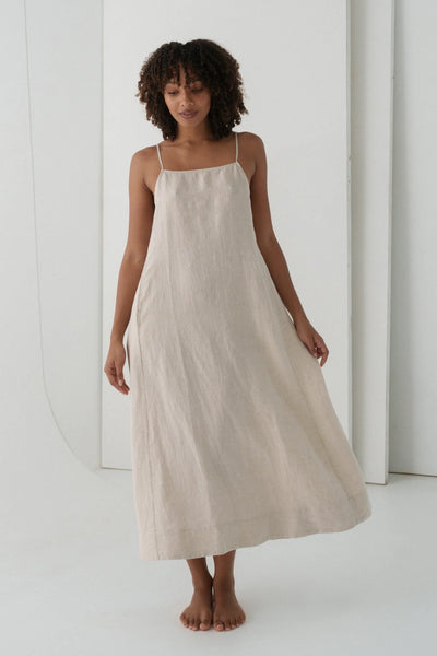 Lilly Pilly - Coco Linen Dress. Oatmeal.