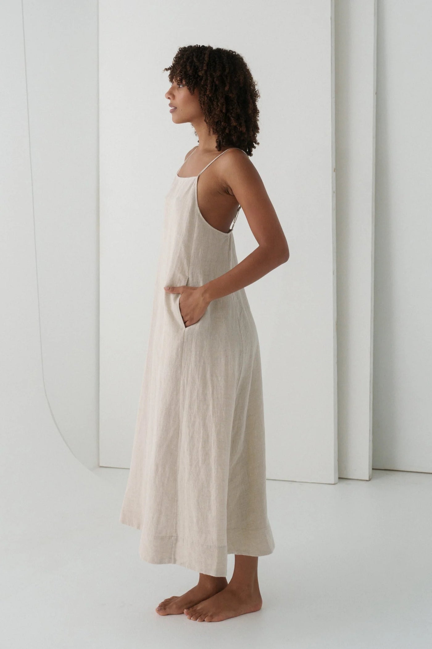 Lilly Pilly - Coco Linen Dress. Oatmeal.