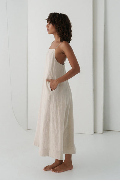 Lilly Pilly - Coco Linen Dress. Oatmeal.
