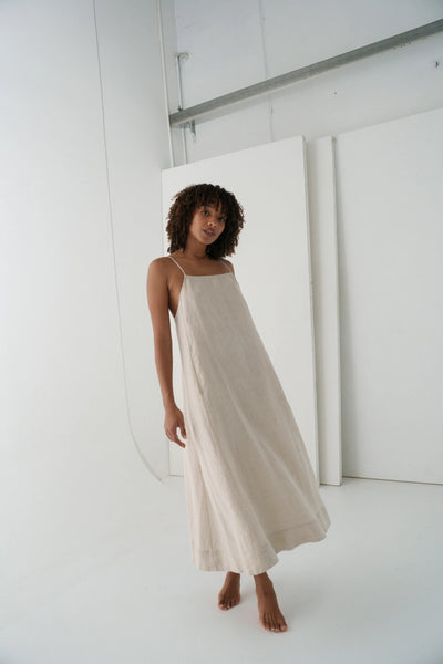 Lilly Pilly - Coco Linen Dress. Oatmeal.