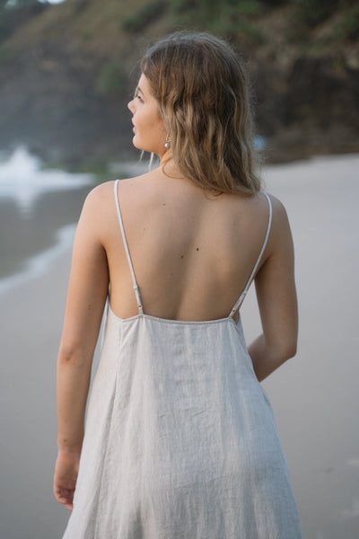 Lilly Pilly - Coco Linen Dress. Oatmeal.