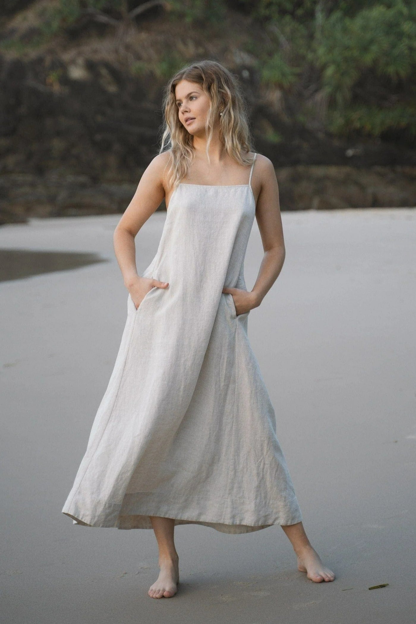 Lilly Pilly - Coco Linen Dress. Oatmeal.