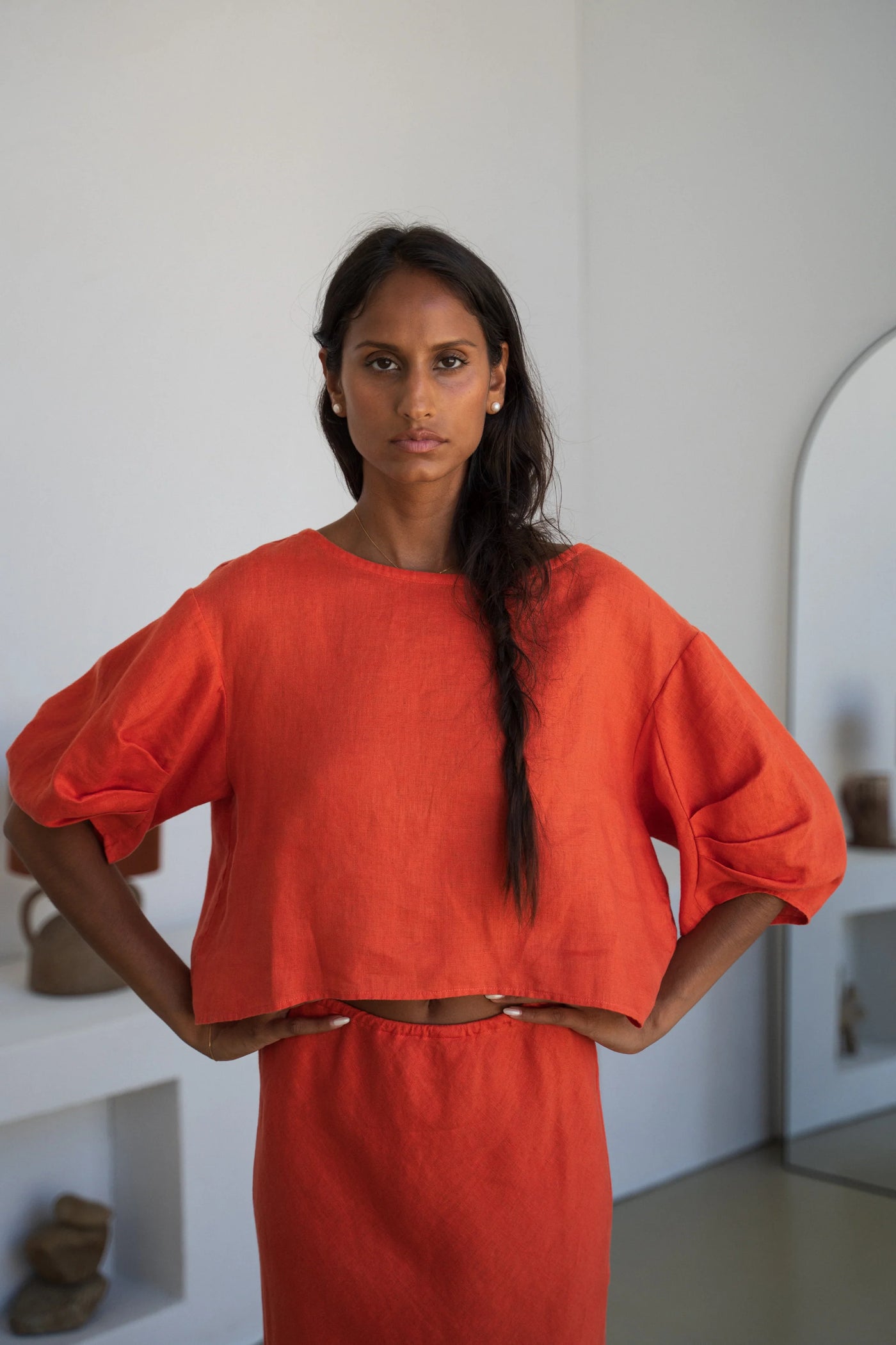 Lilly Pilly - Leia Linen Top. Spritz.