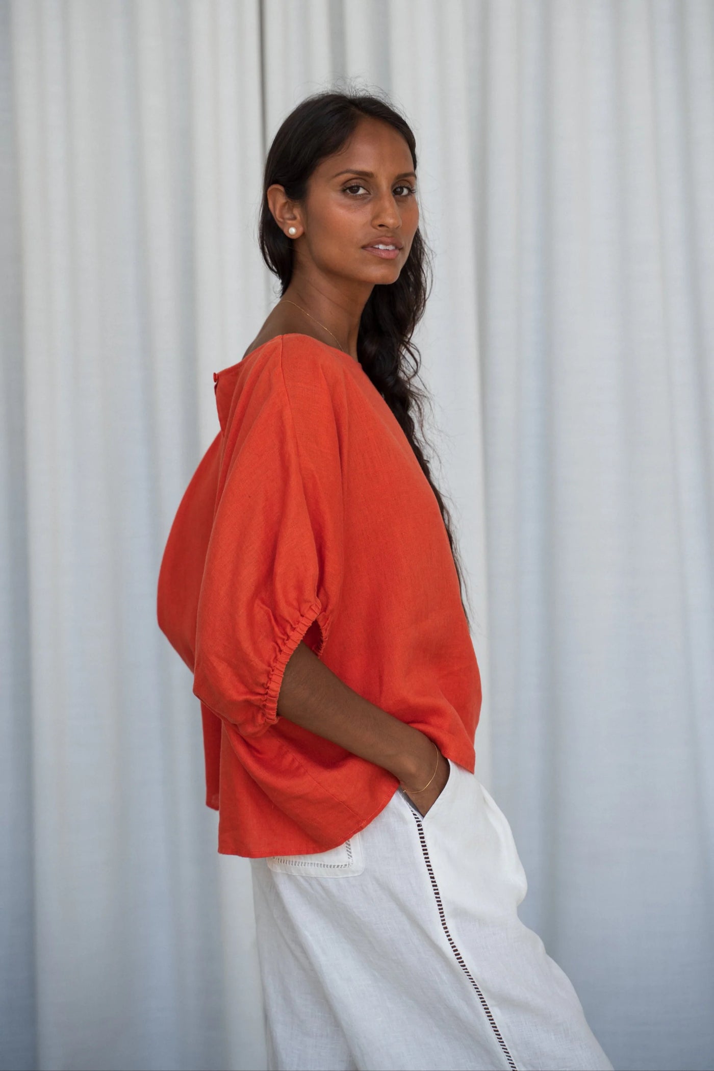 Lilly Pilly - Tina Linen Top. Spritz.