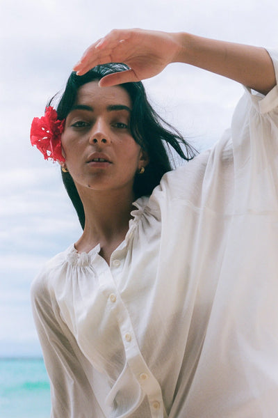 Lilly Pilly - Thalia Cotton Voile Shirt. Ivory.