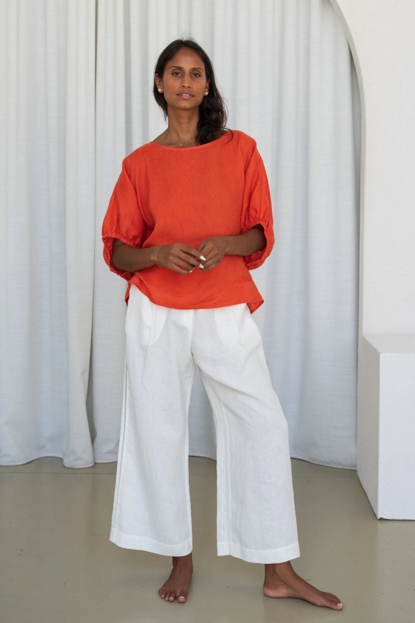 Lilly Pilly - Tina Linen Top. Spritz.